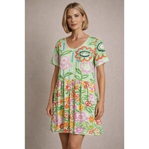 JAMS WORLD Hoki Poki Floral Women's MEDIUM Hattie Dress MADE‎ IN USA W336 VTG